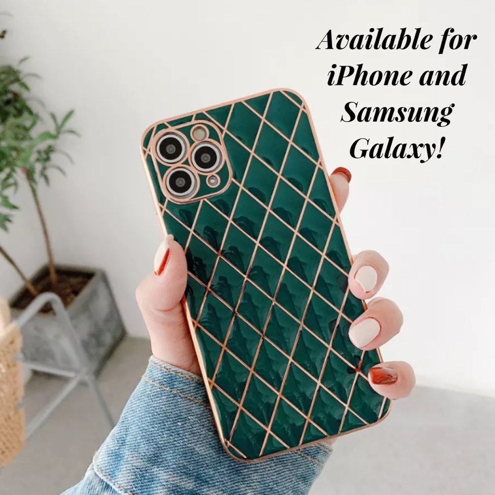 Luxury Peacock Green & Gold Electroplated 3D Design iPhone & Samsung Galaxy Case